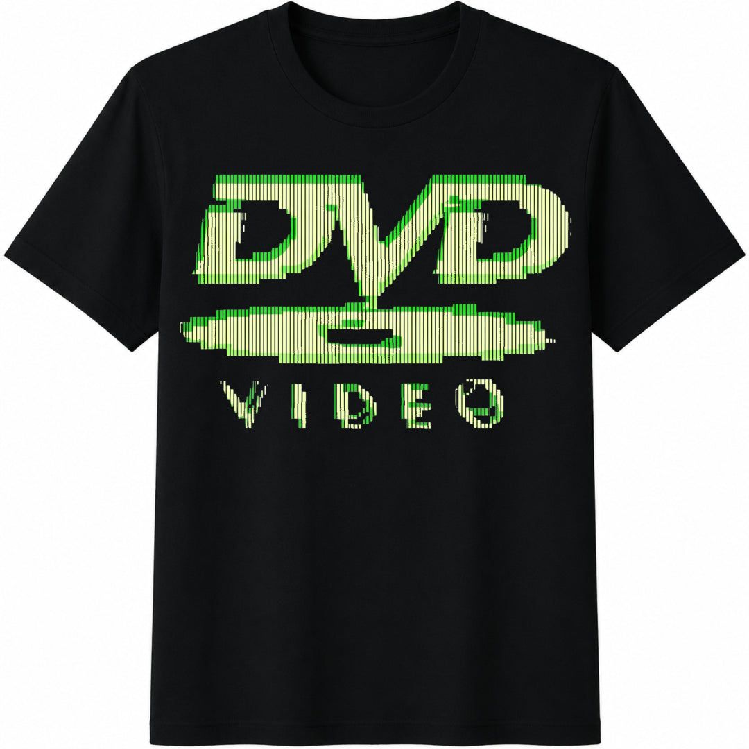 Dvd Video Nostalgic Green Logo Gaming 2000s Aesthetic Summer Cotton T-Shirt - Black