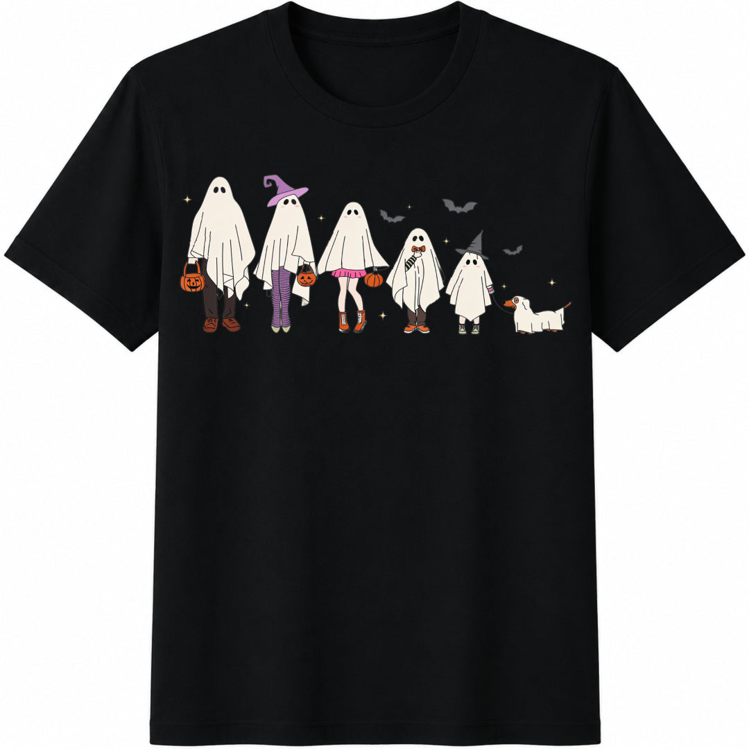 Ghost Family Cotton T-Shirt - Black