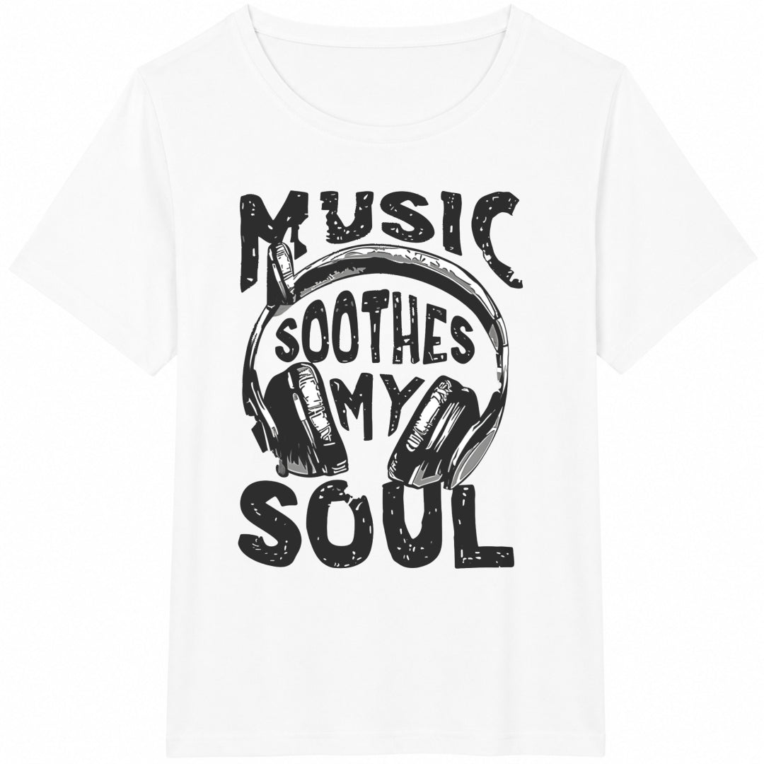 Shein Lune 'music Soothes My Soul' Headset Letter Slogan Cotton T-Shirt - product view