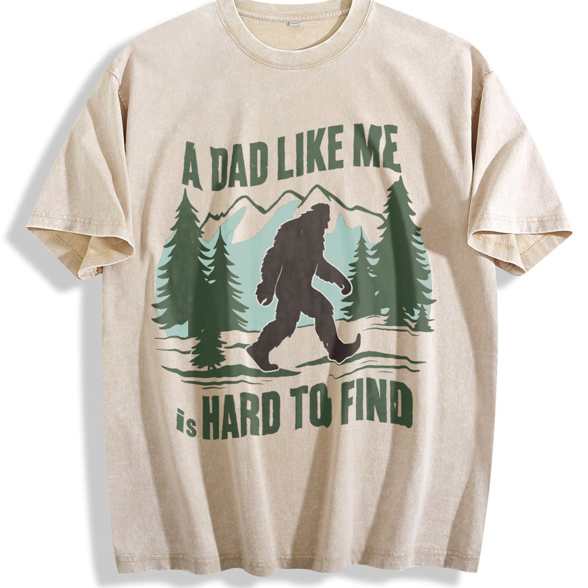 Funny Bigfoot Dad Vintage Washed T-Shirt - Beige