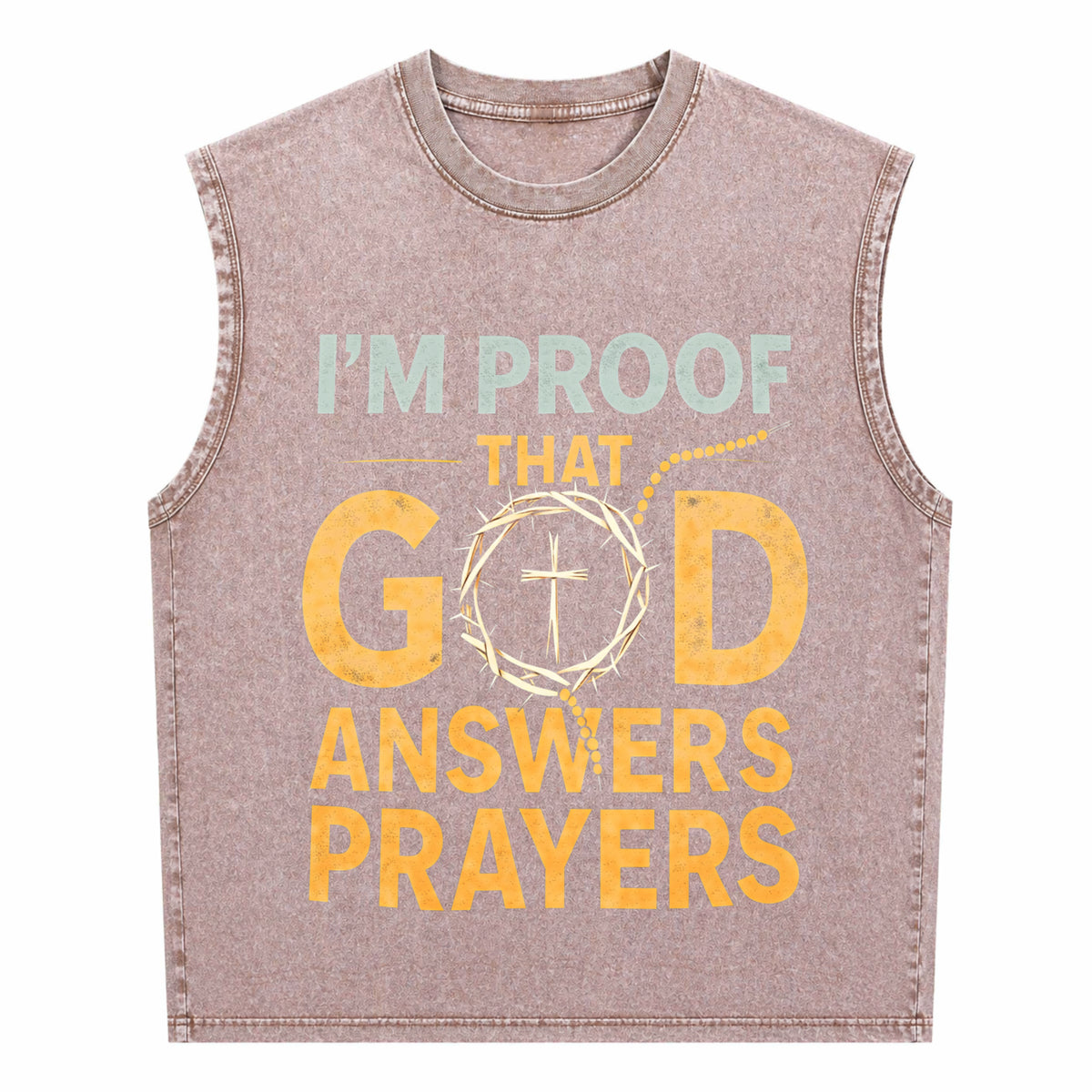Christian I Am God's Response To Prayer With Crown Men's Washed Tank Top - product view