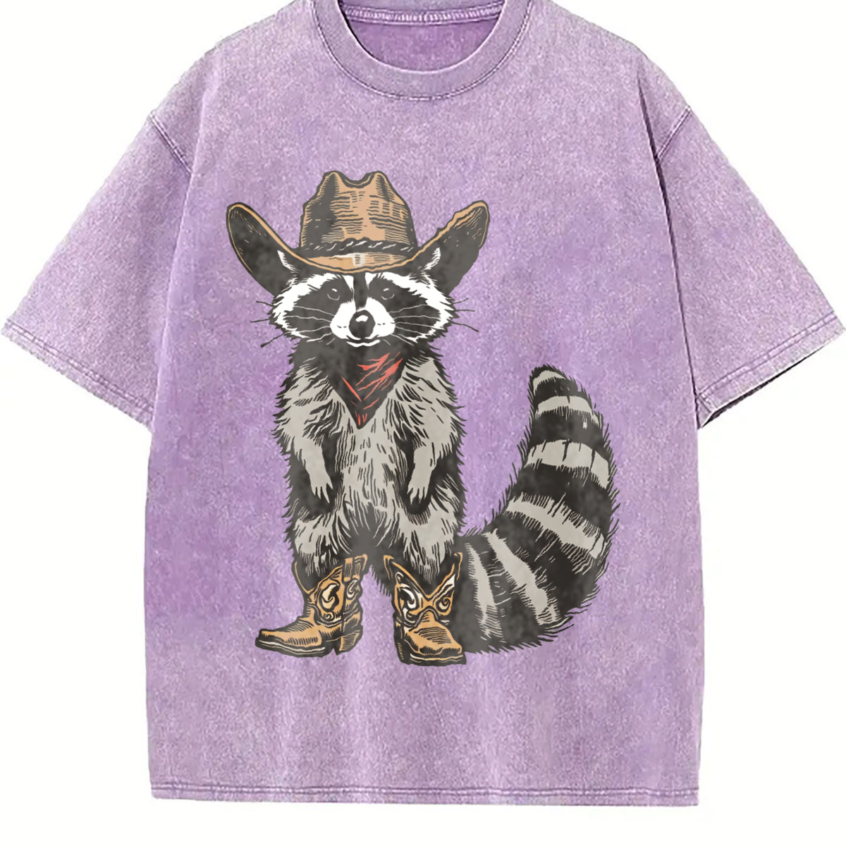Raccoon Cowboy Vintage Washed T-Shirt - product view
