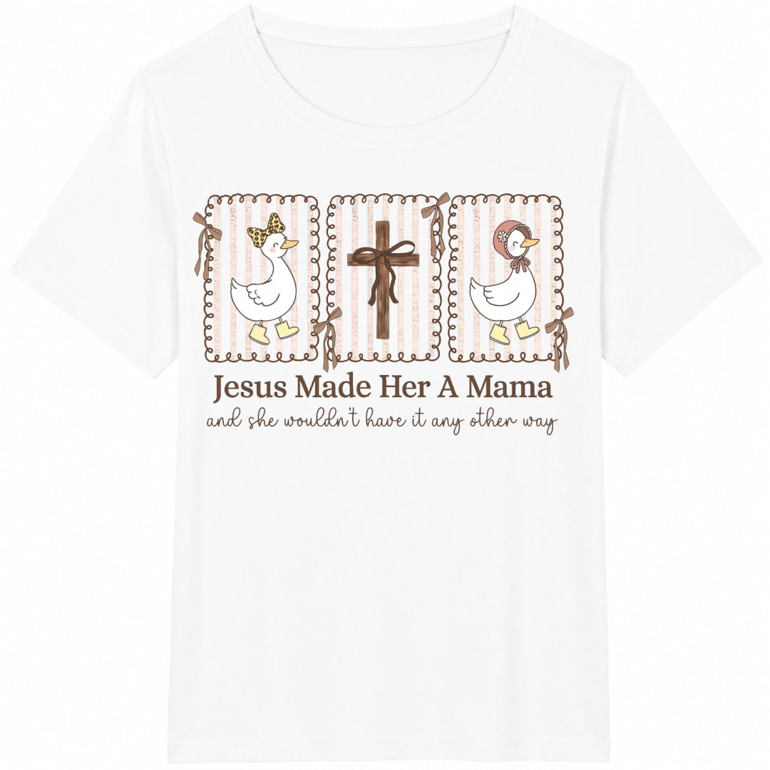 Jesus Made Her A Mama Cotton T-Shirt - product view