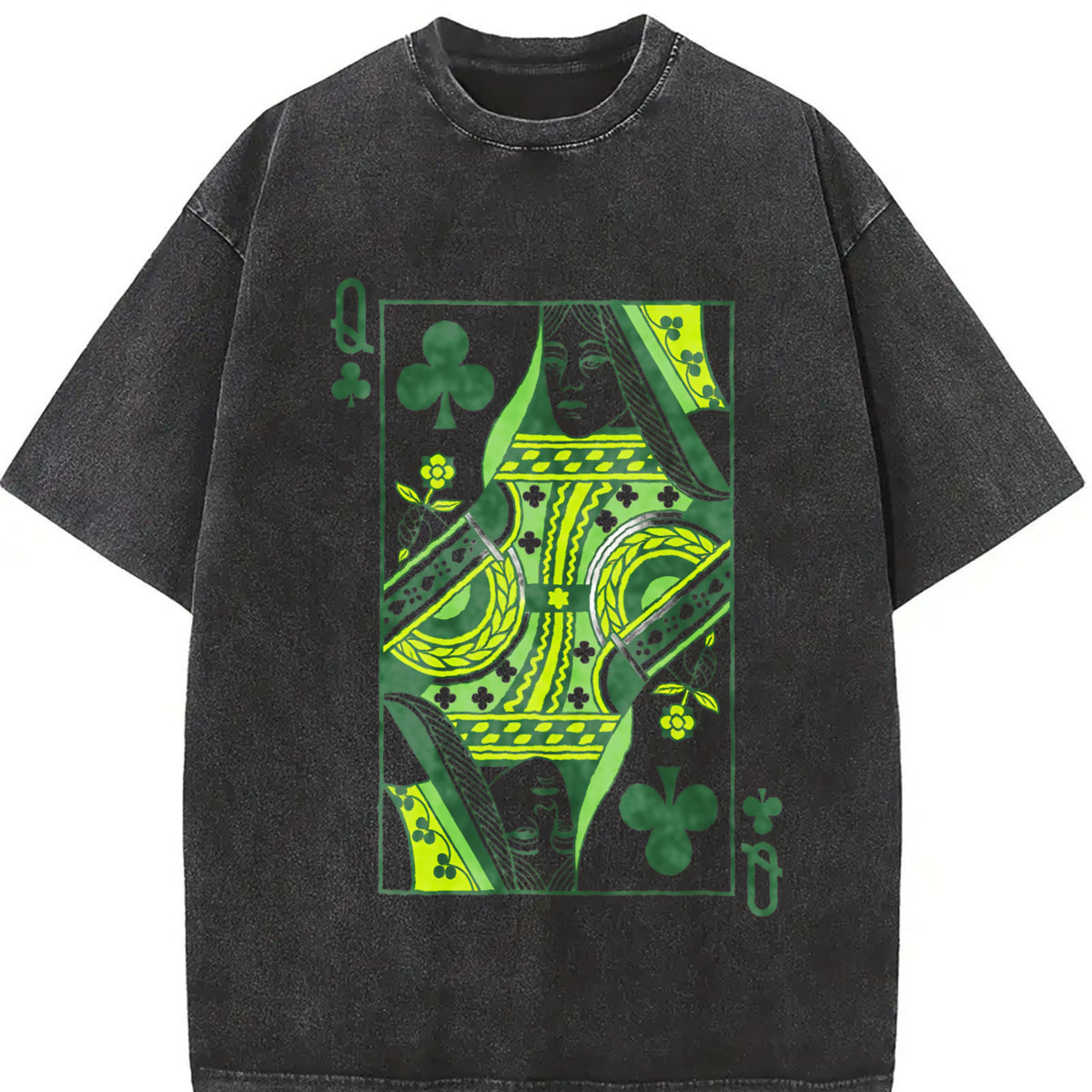 Queen of Clubs Shirt for St. Patrick's Day, Green St. Pats T Shirt, Retro Boho Vintage Graphic Tee, Fun Green Pub Crawl Tee Top Womenswear