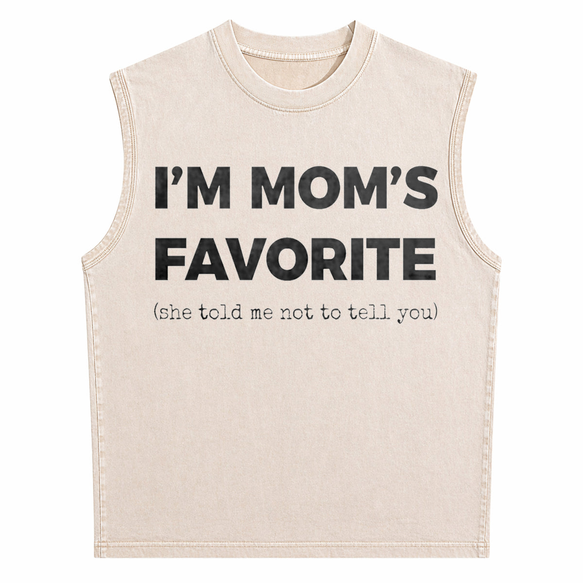 Funny Moms Favorite Son Daughter I'm Mom's Favorite Golf Men's Washed Tank Top - product view