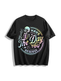 Skeleton Cotton T-Shirt - Black