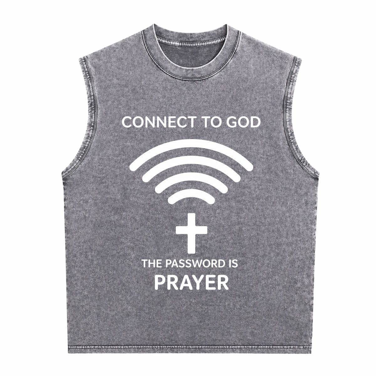 Connect To God The Password Ls Prayert- 100 Men's Washed Tank Top - product view