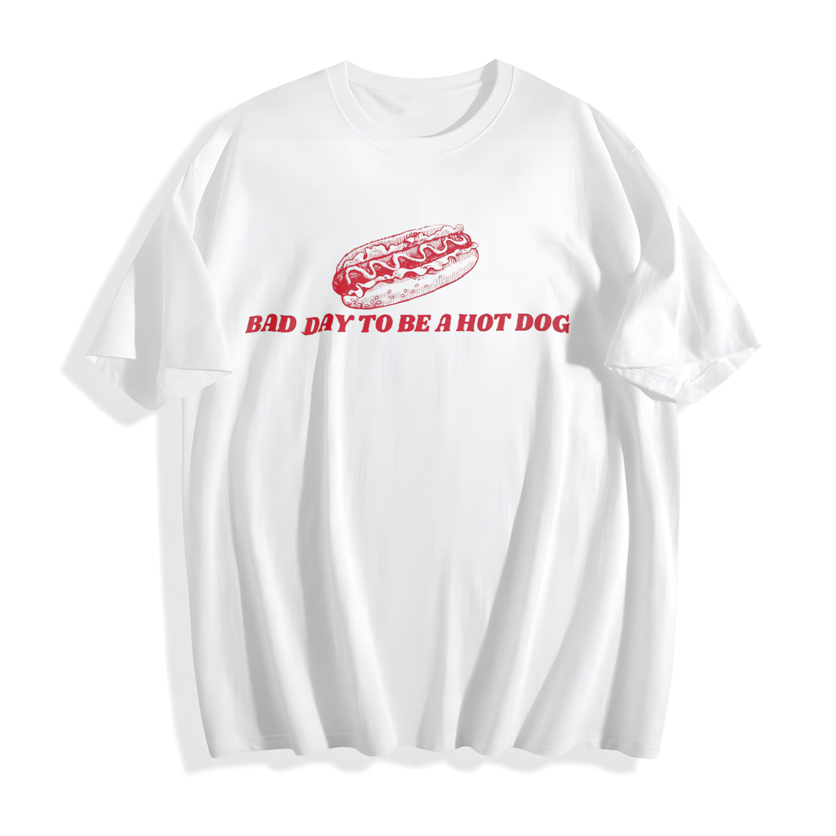 Bad Day To Be A Hot Dog Hot Dog 4th Of July Funny Hotdog Cotton T-Shirt - product view