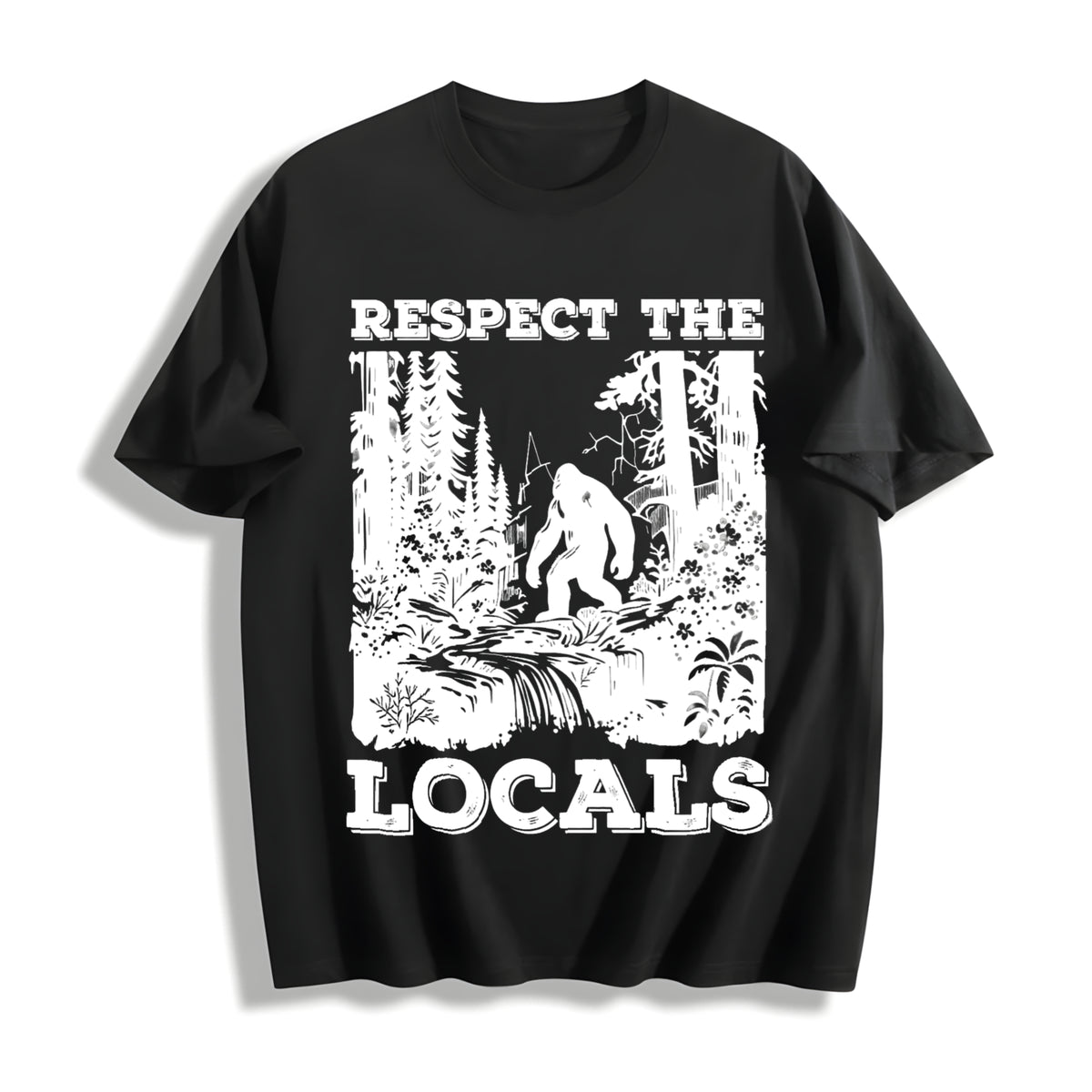 Respect The Locals Bigfoot Cotton T-Shirt - Black