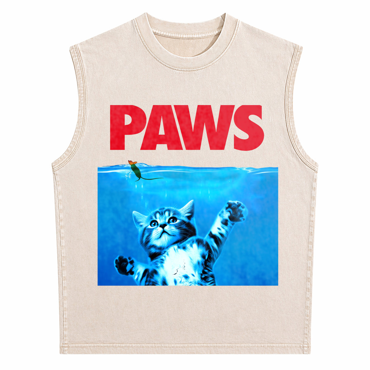 Xiongying Paws Cat And Mouse Men's Washed Tank Top - product view
