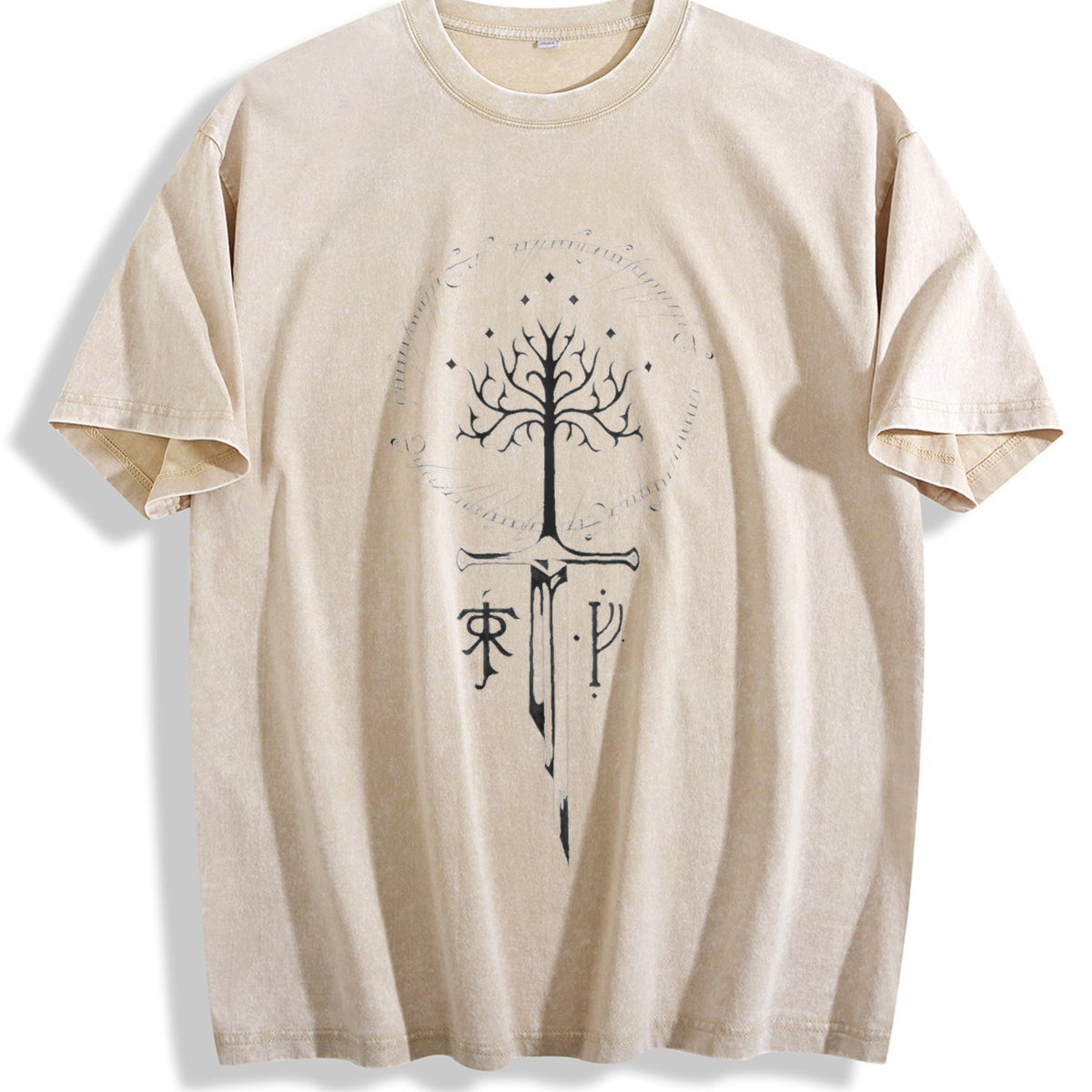 Lotr Lotr Middle Earth Vintage Washed T-Shirt - Beige