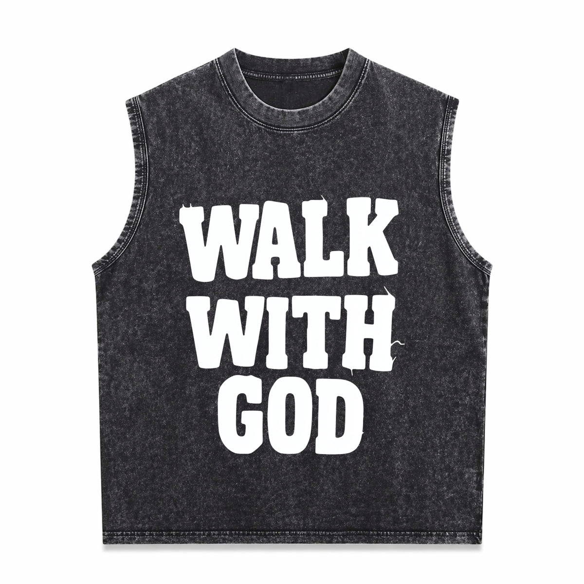 Christian Walk With God Men's Washed Tank Top - Black
