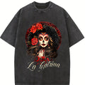 100% Cotton Unisex La Catrina Dress Stylish Day of the Dead Costume La Catrina T-Shirt Casual Top