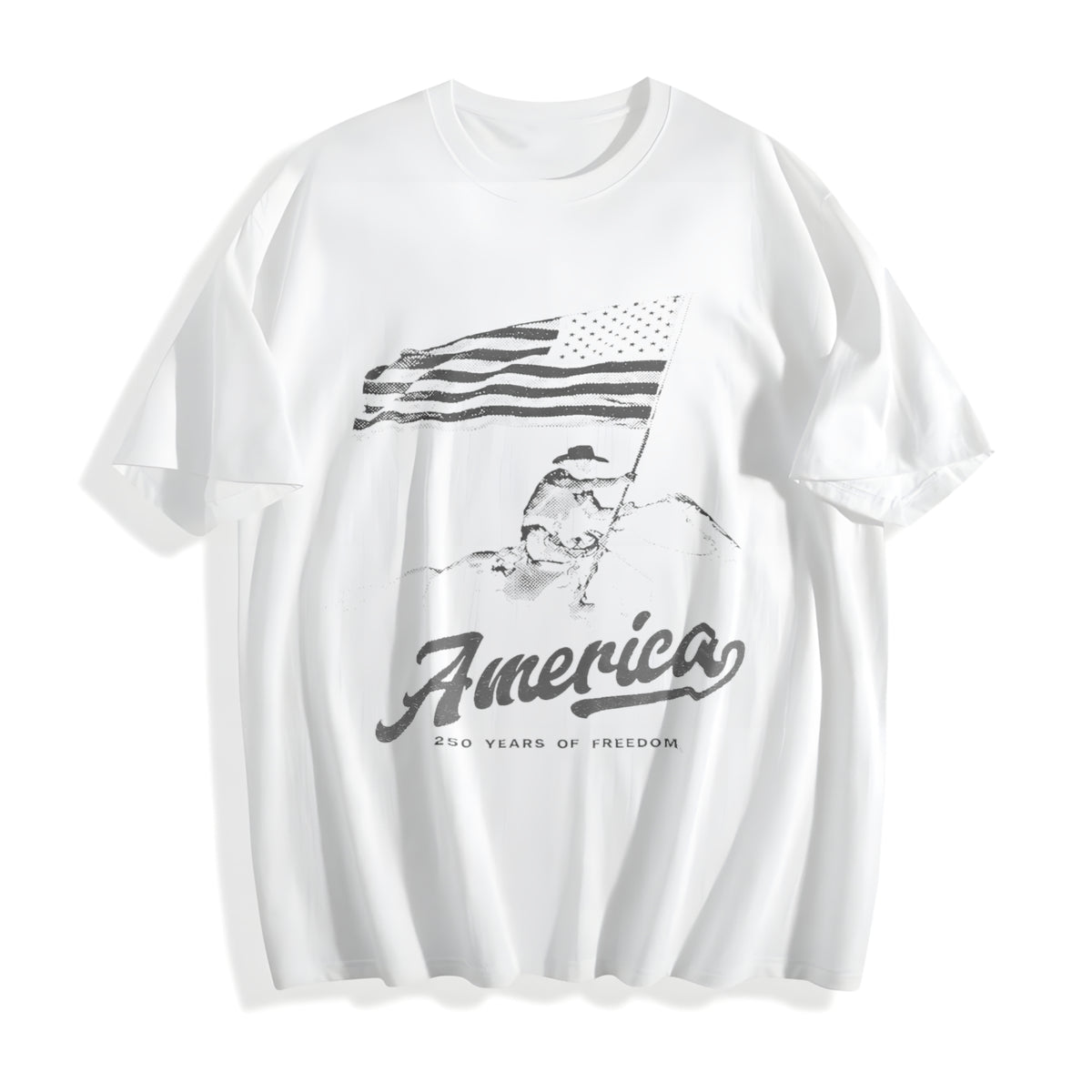 America 250th Anniversary - Patriotic Cowboy Rodeo Cotton T-Shirt - product view