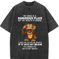 Mens Humorous Monkey Graphic T Shirt Featuring My Mind Is a Dangerous Place Slogan Perfect Casual Short Sleeve Party Tee for Fourth of July Comfortable Breathable Soft Fabric with Medium Stretch and Round Neck