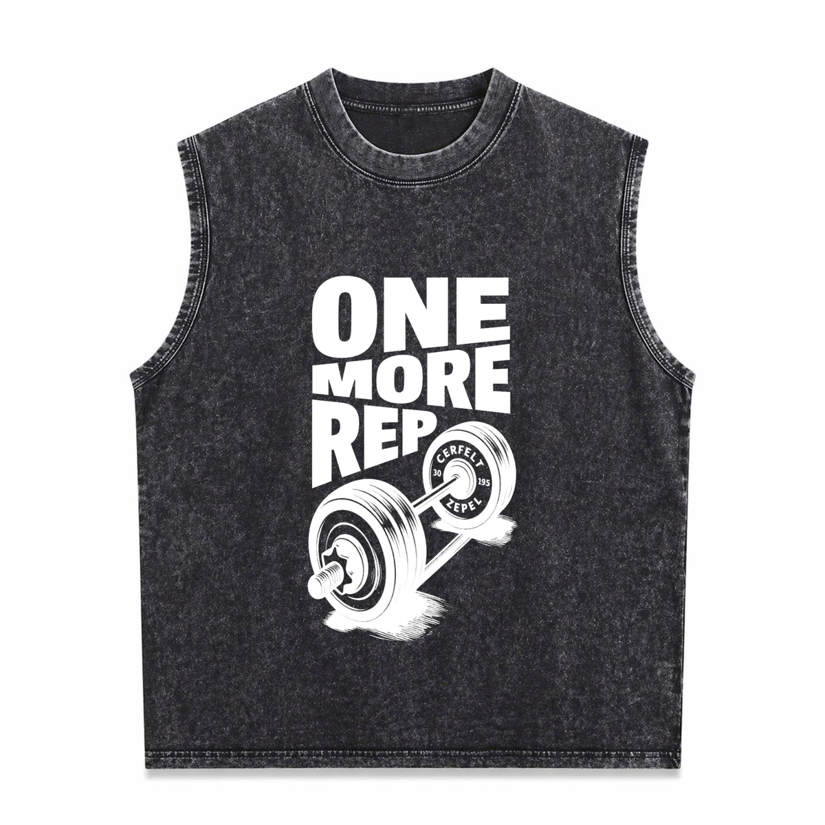 Funny Gym Workout - One More Rep Weightlifting Men's Washed Tank Top - Black