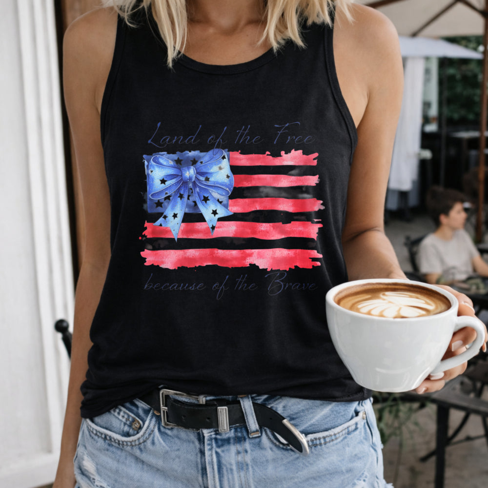 Land Of The Free Because Of The Brave Memorial Day 4th Women's Tank Top - Black