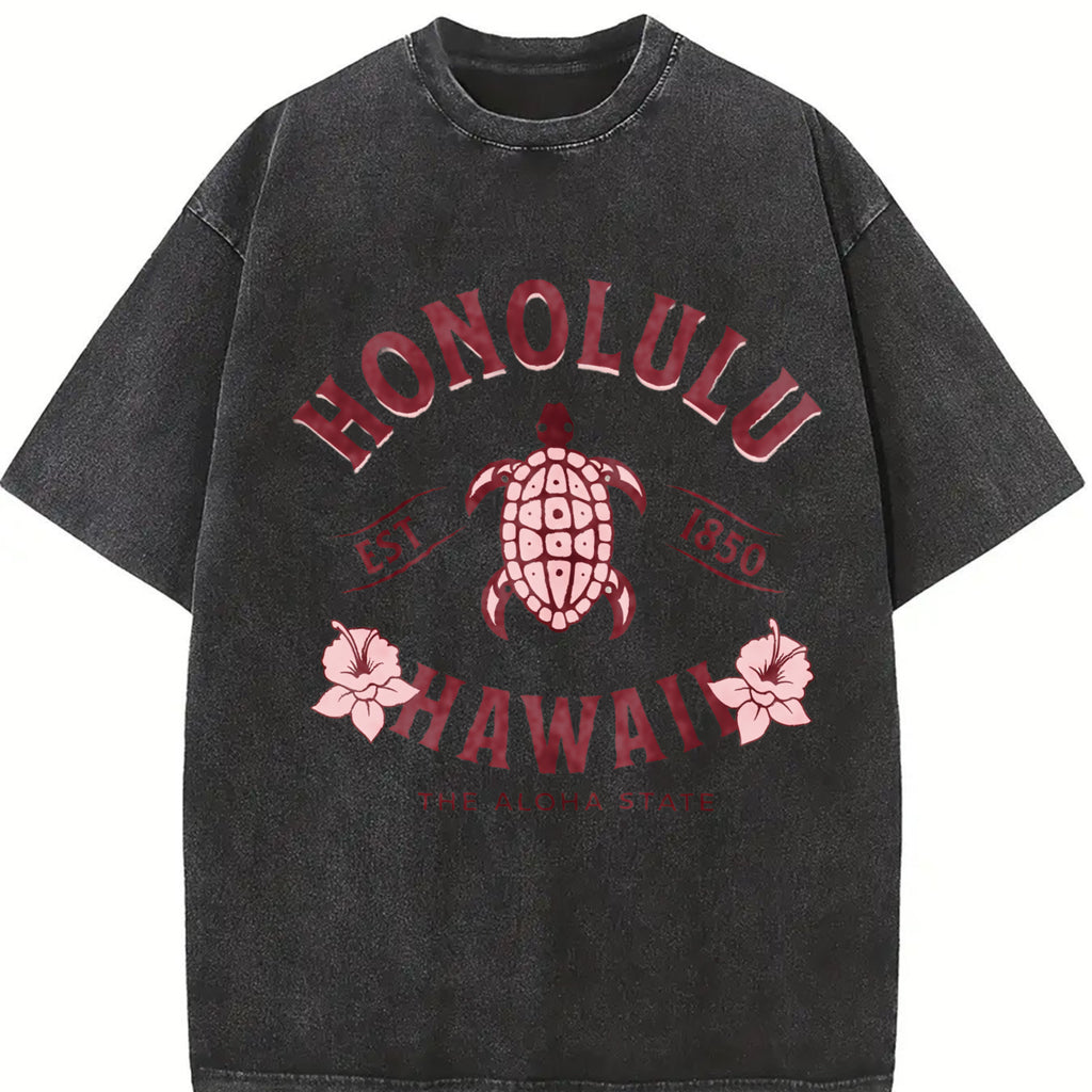Women's Turtle Print Round Neck Tee, Fashion Casual Crew Neck T-Shirt for Daily Holiday Vacation Outdoor Wear, Ladies Clothes for Summer, Top, Casual Fit Comfy