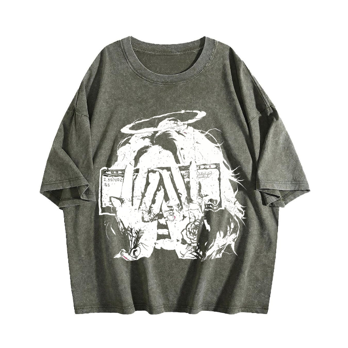 Money Angel Rose Vintage Washed T-Shirt - product view