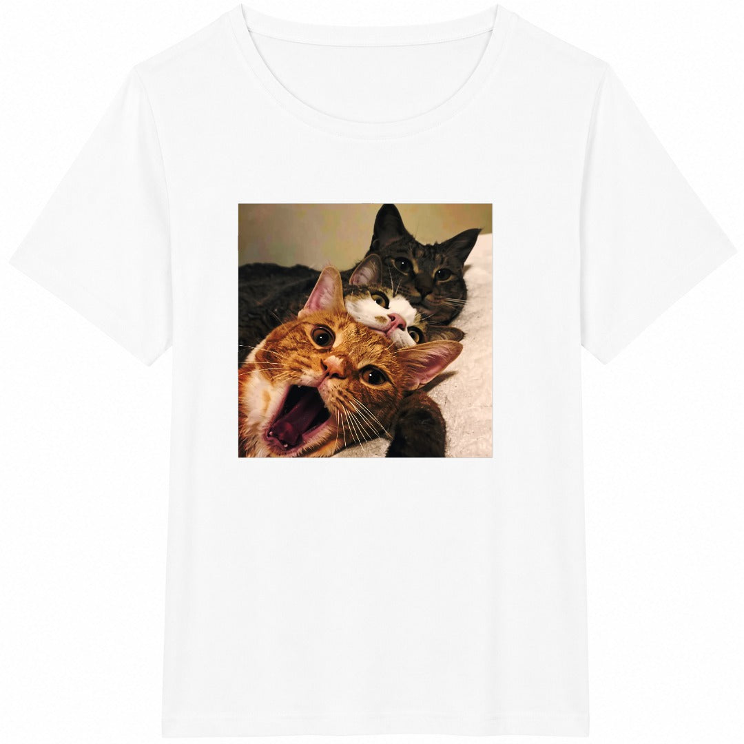 Funny Cat Meme Cotton T-Shirt - product view