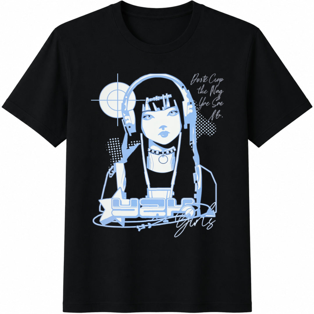Y2K Aesthetic Cotton T-Shirt - Black