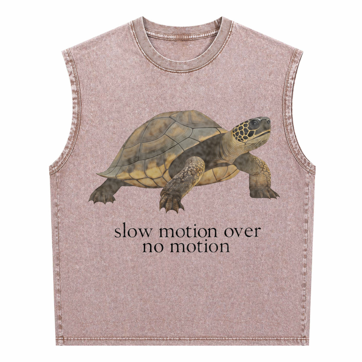 Slow Motion Over No Motion Turtle - Funny Gen Z Slang Men's Washed Tank Top - product view