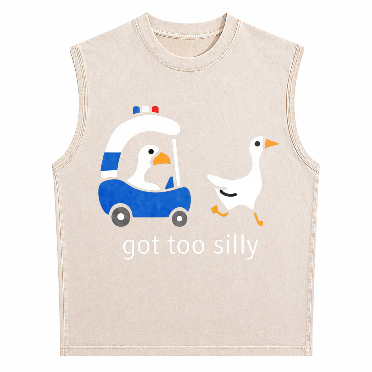 Got Too Silly Goose Funny Cute For Ducks Car Summer Men's Washed Tank Top - product view