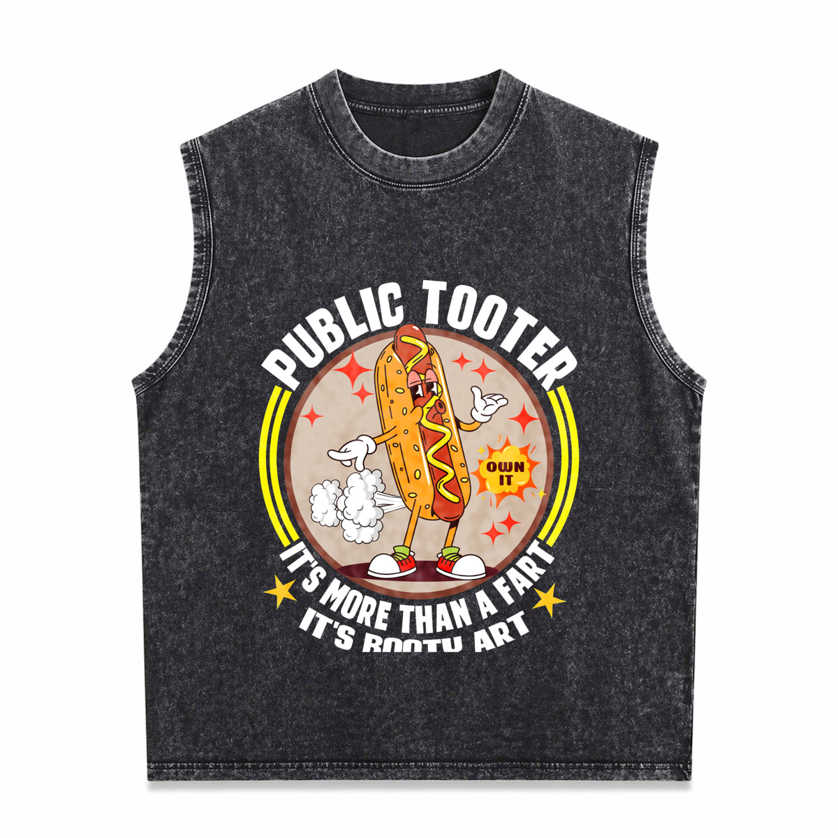 Public Tooter Funny Inappropriate Embarrassing Humor Men's Washed Tank Top - Black