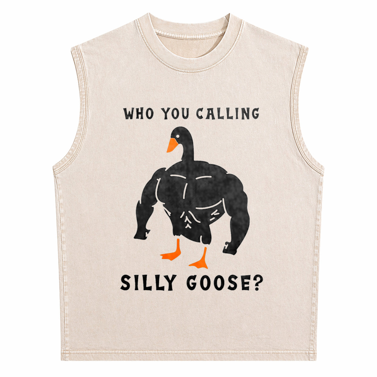 Silly Goose Funny Gym Meme Men's Washed Tank Top - product view