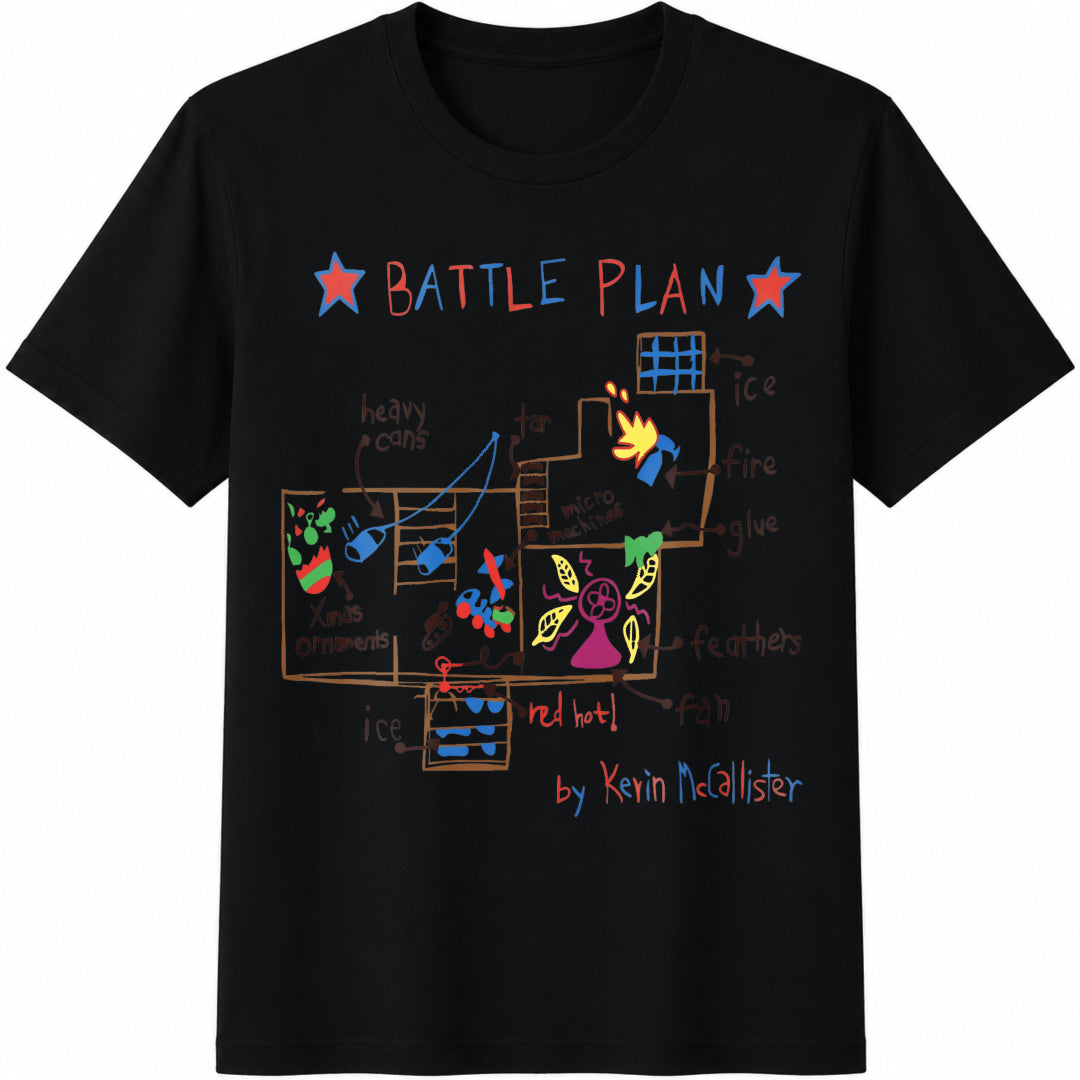 Battle Plan Christmas Christmas Movie Christmas Funny Cotton T-Shirt - Black