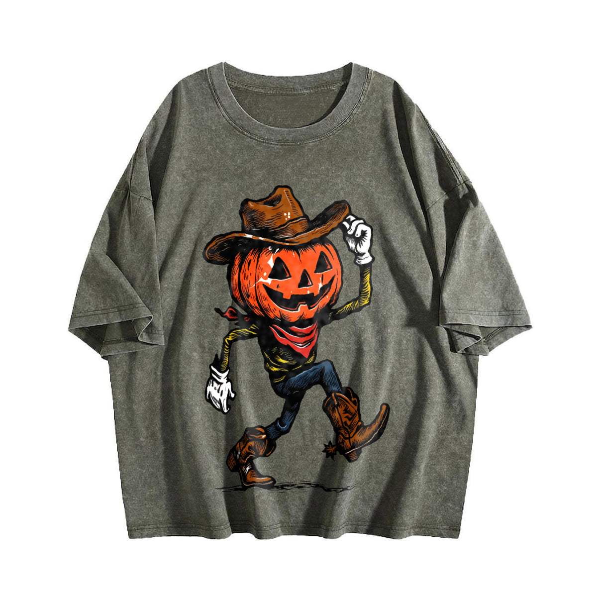 Pumpkin Cowboy Vintage Washed T-Shirt - product view