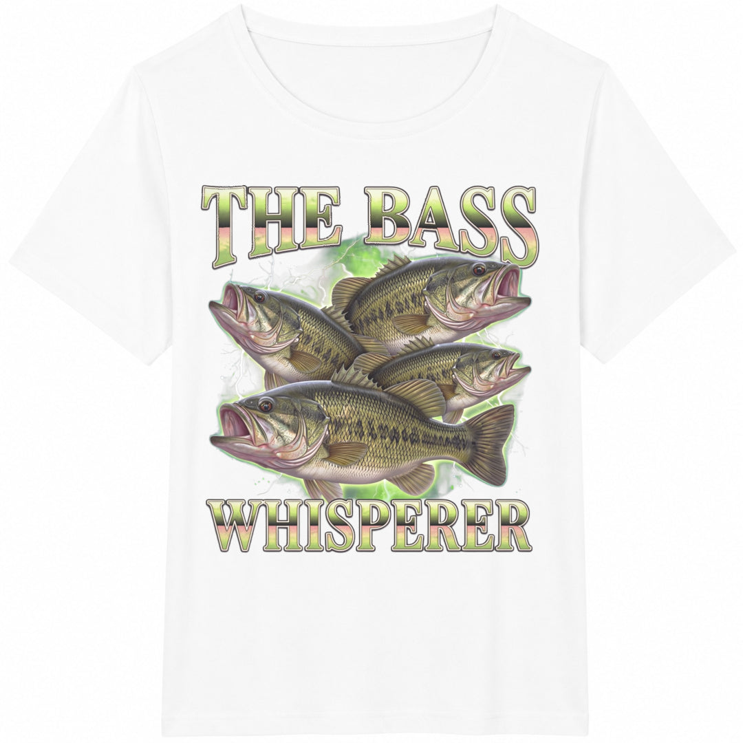 Funny Fish Fisherman Father's Day Silly Fisherman Largemouth Cotton T-Shirt - product view