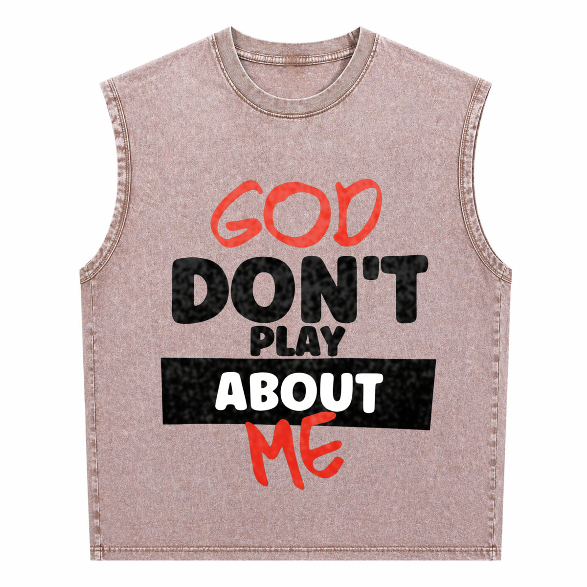 God Don't Play About Me Men's Washed Tank Top - product view