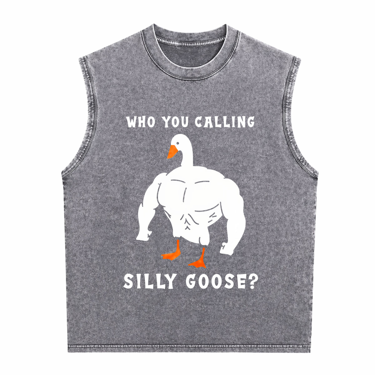 Silly Goose Funny Gym Meme Men's Washed Tank Top - product view