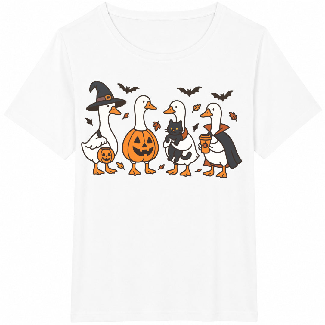 Halloween Goose Halloween Ghost Silly Goose Fall Spooky Cotton T-Shirt - product view