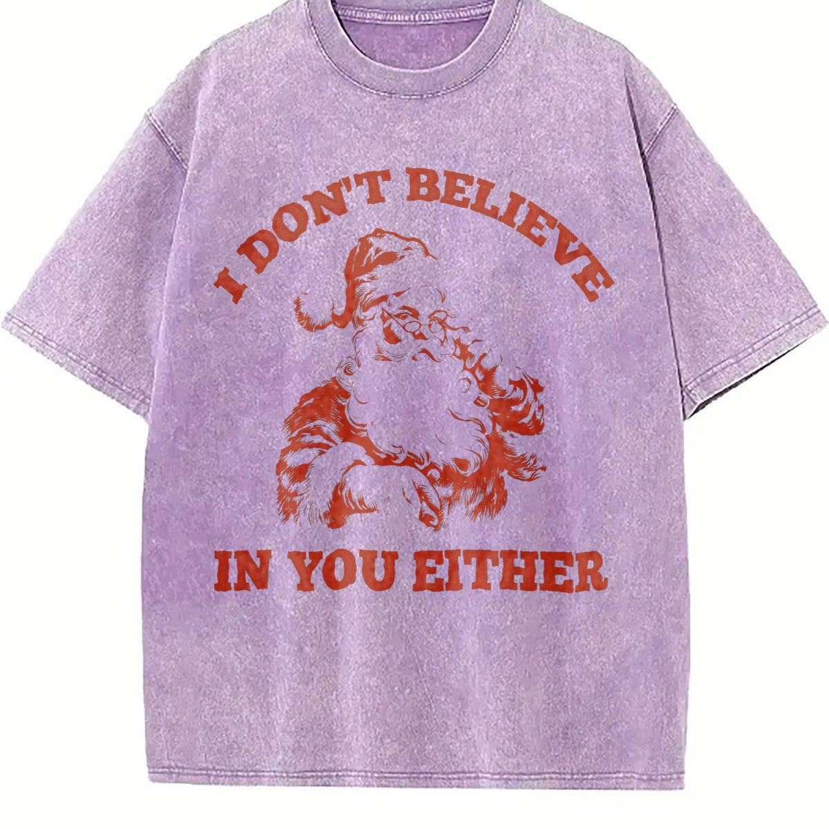 Funny Santa I Don't Believe In You Either 90s Vintage Washed T-Shirt - product view