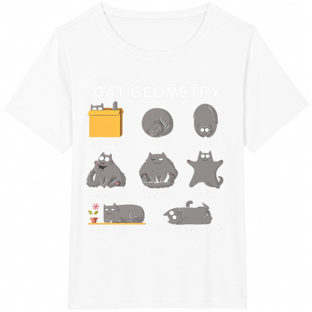 Cat Geometry Math Funny Cat For Cat Dad Cotton T-Shirt - product view