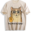 Sigma Cat Meme Vintage Washed T-Shirt - Beige