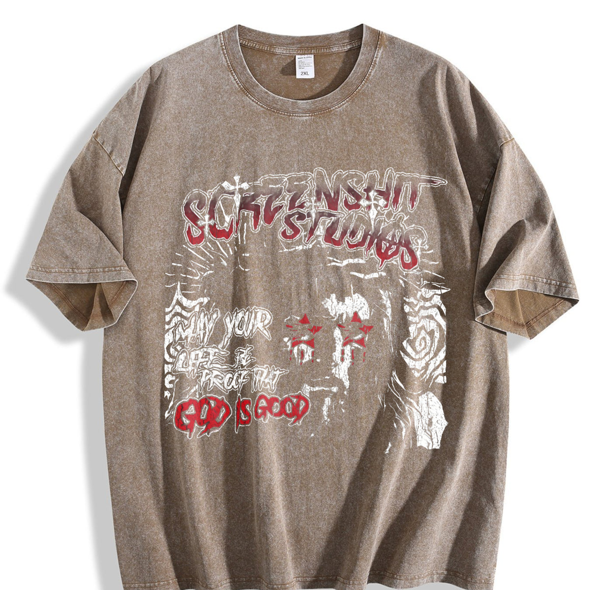 God Is Good Jesus Black Grunge Religious Vintage Washed T-Shirt - product view