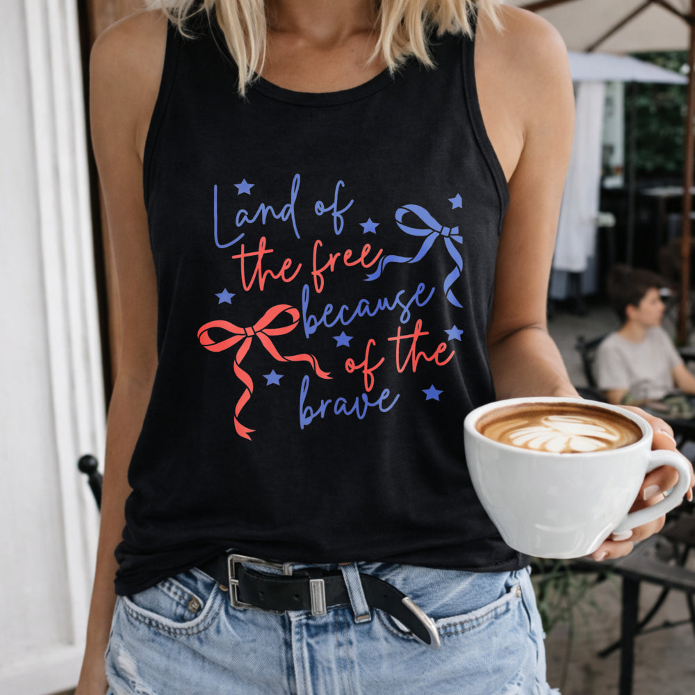 Land Of The Free Because Of The Brave Coquette Memorial Day Women's Tank Top - Black