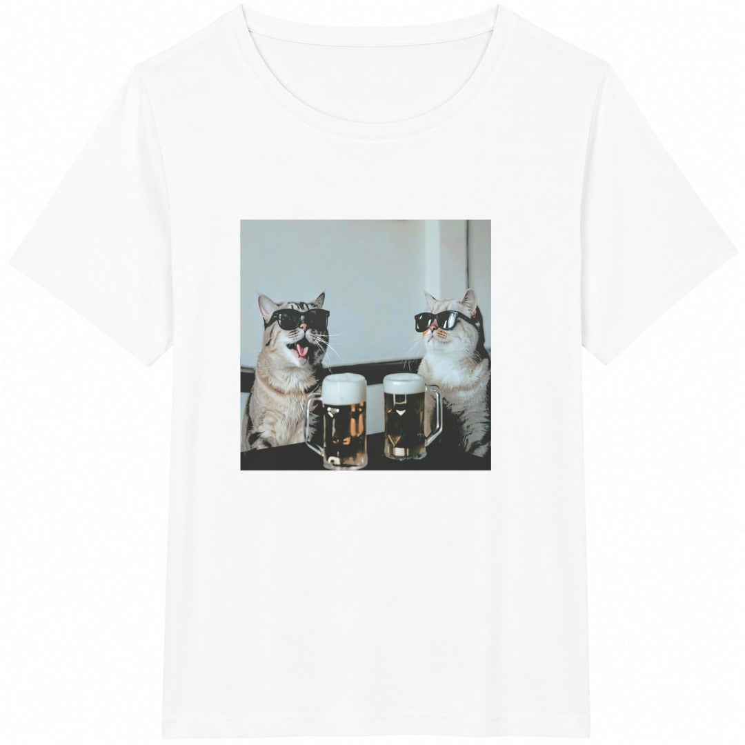 Funny Cats Drinking Beer Cotton T-Shirt - product view