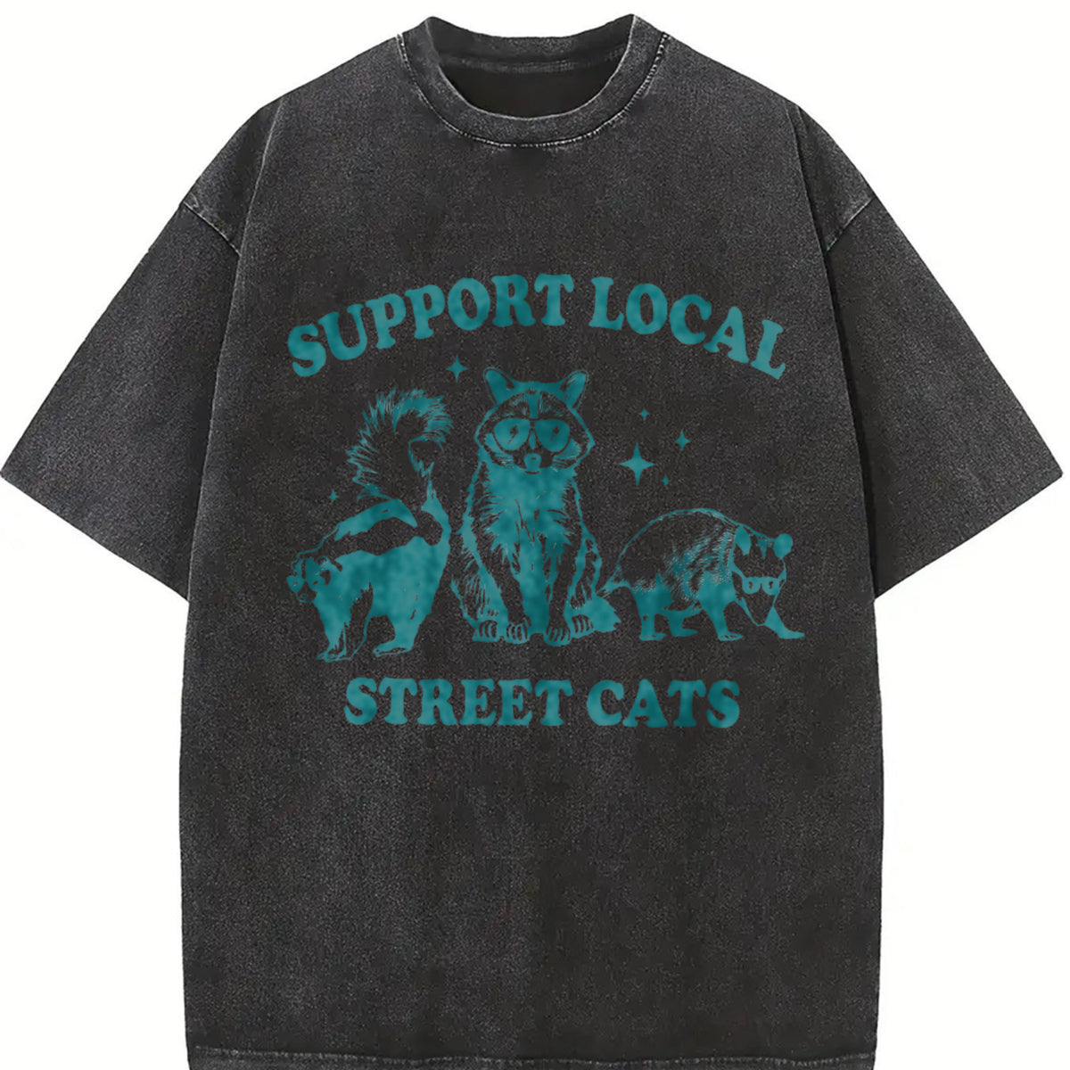 Comfort Colors Support Local Street Cats T-Shirt, Funny Raccoon TShirt, Retro 90s Graphic Shirt, Funny Graphic Tees
