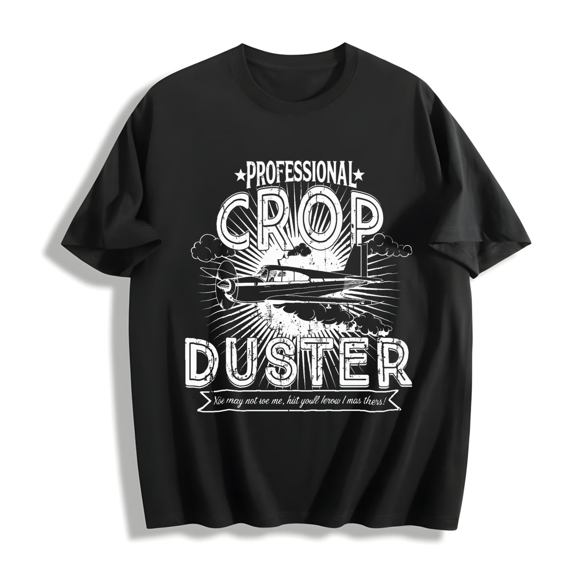 Professional Crop Duster Funny Sarcastic Humor Farting For Cotton T-Shirt - Black
