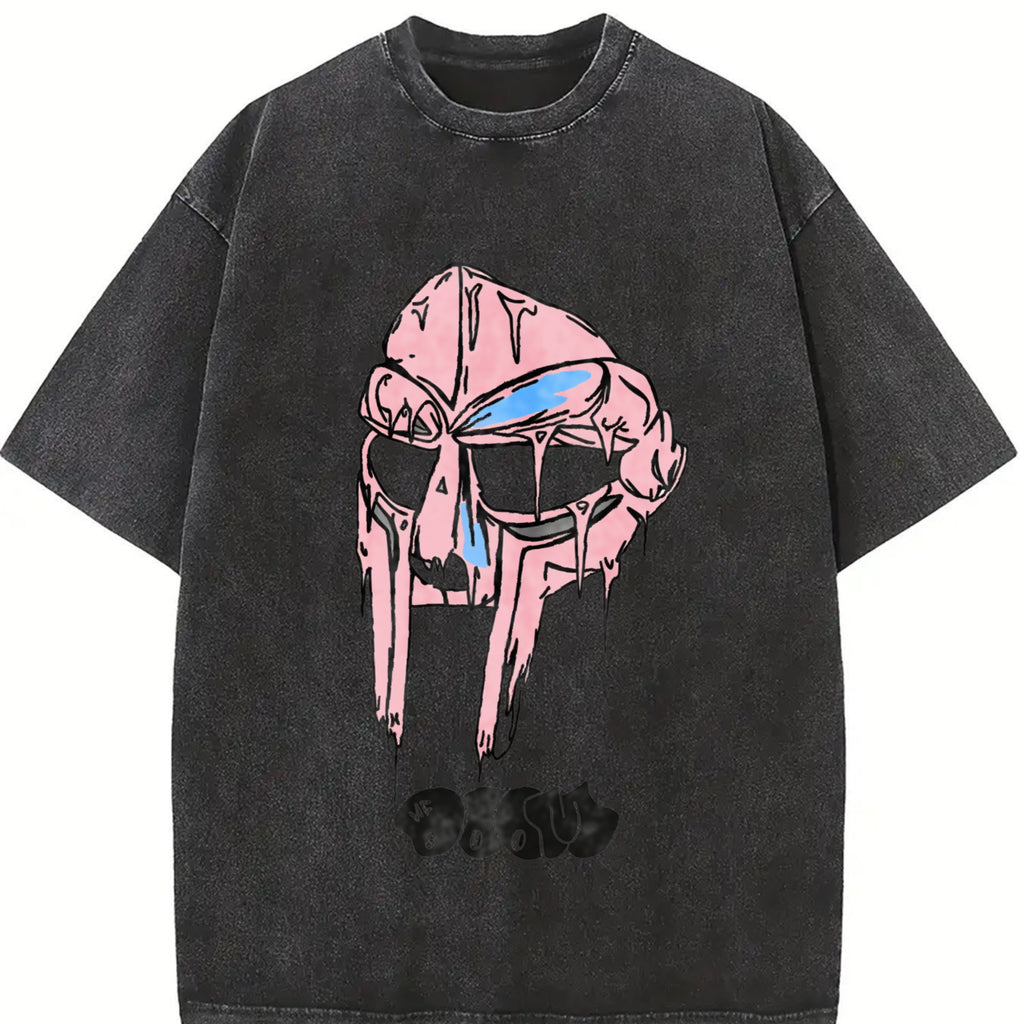 Rapper Mf Doom Madvillain Metal Mask Face Washed Vintage T-shirt Men Women Oversized Tee Shirt Men's Hip Hop Rap Harajuku Tshirt Distressed Festive hooded sweatshirt round-neck sweatshirt  Valentine's Day gift Valentine's Day