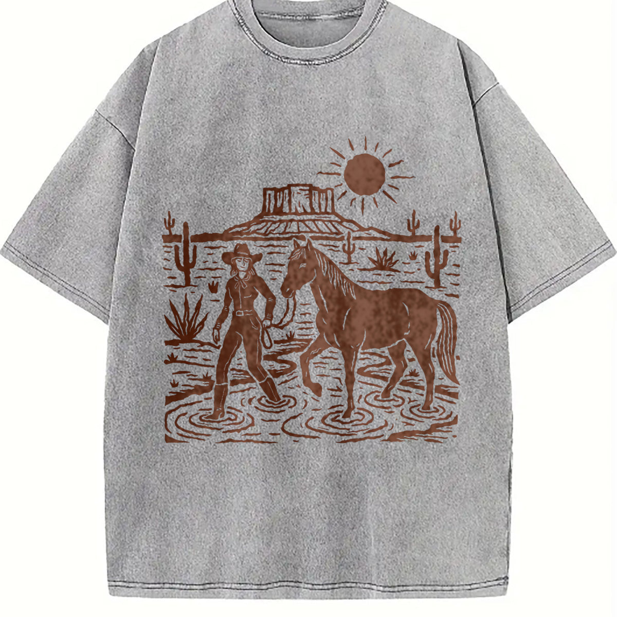 Cowgirl Desert Horse Vintage Washed T-Shirt - product view