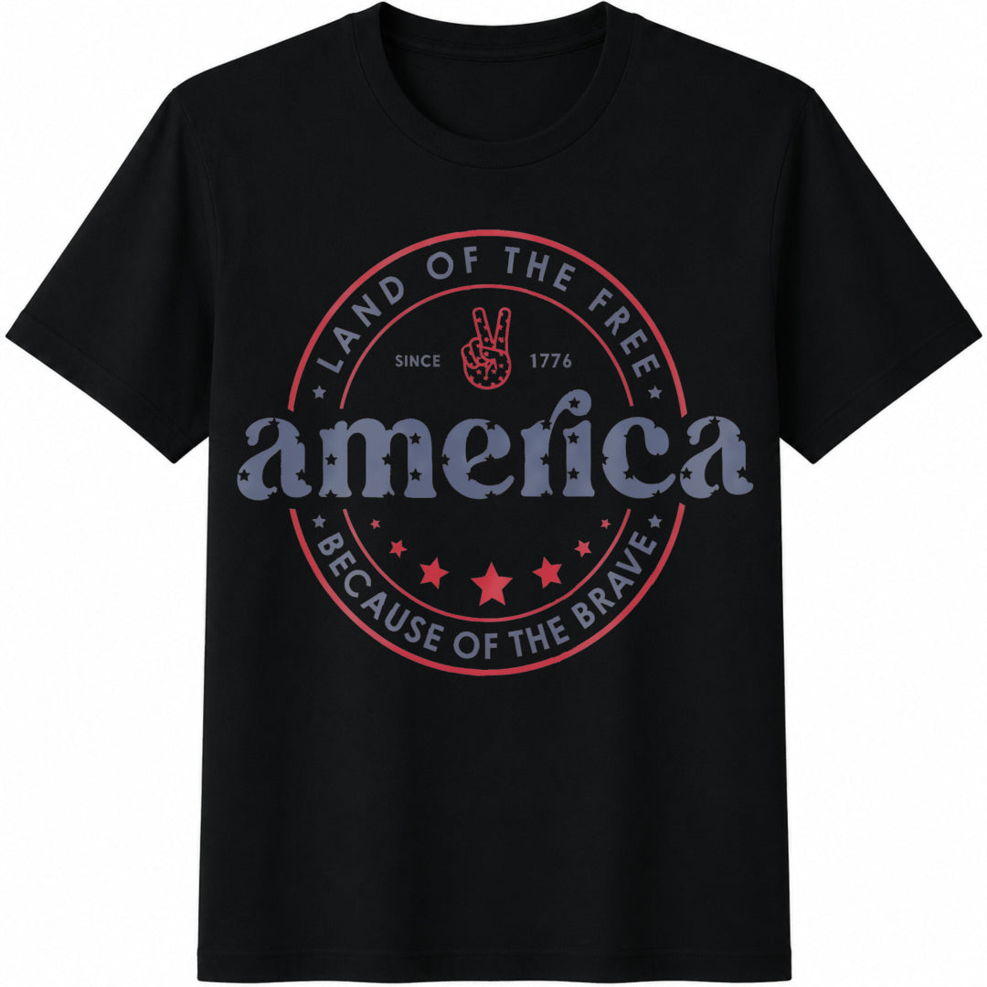 4th Of July Cotton T-Shirt - Black