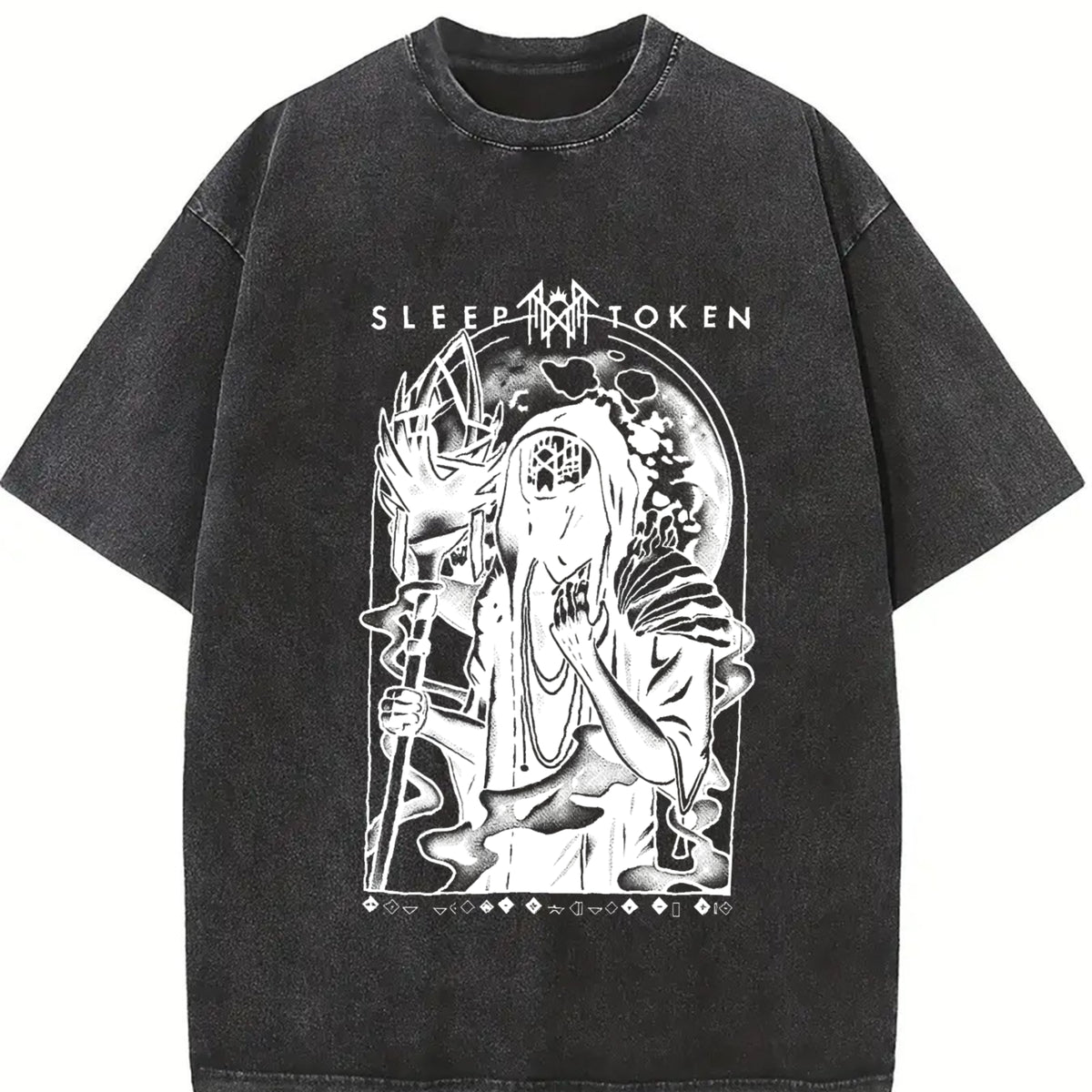Retro Limited Sleep Token Vessel Heavy Metal Gothic 2 Sided Rock Music Band graphic tees Acid Washed Tshirts, Hoodie Menswear Top Fabric Collar