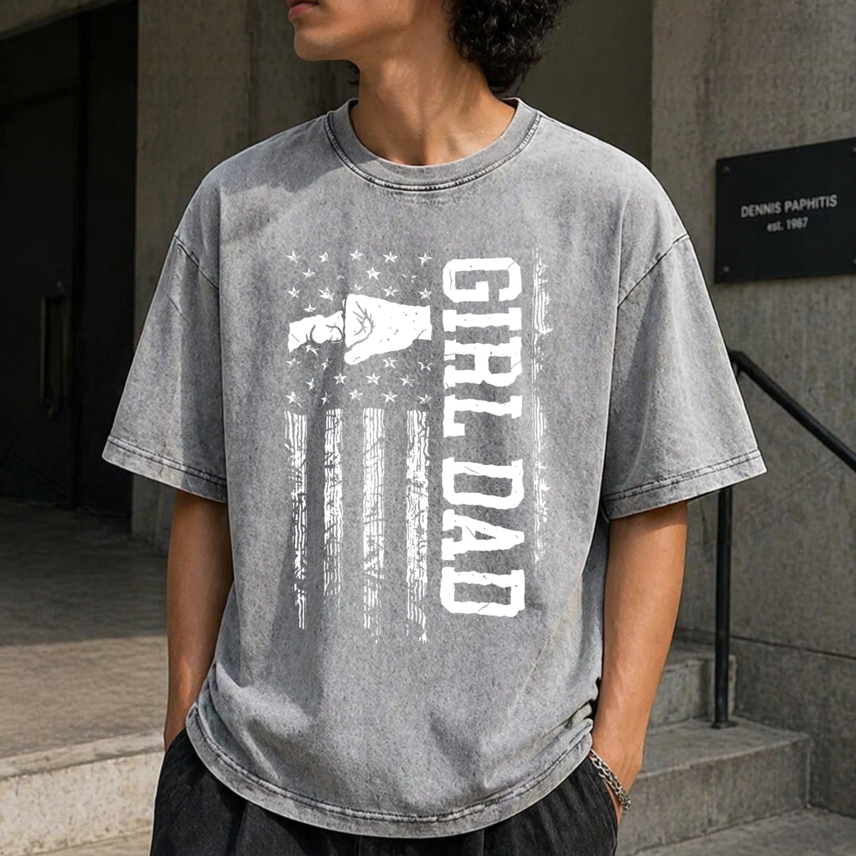 Girl Dad Vintage Washed T-Shirt - product view
