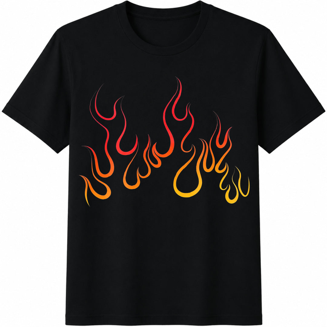 Red Orange Gradient Flame Big Comfy Cotton T-Shirt - Black