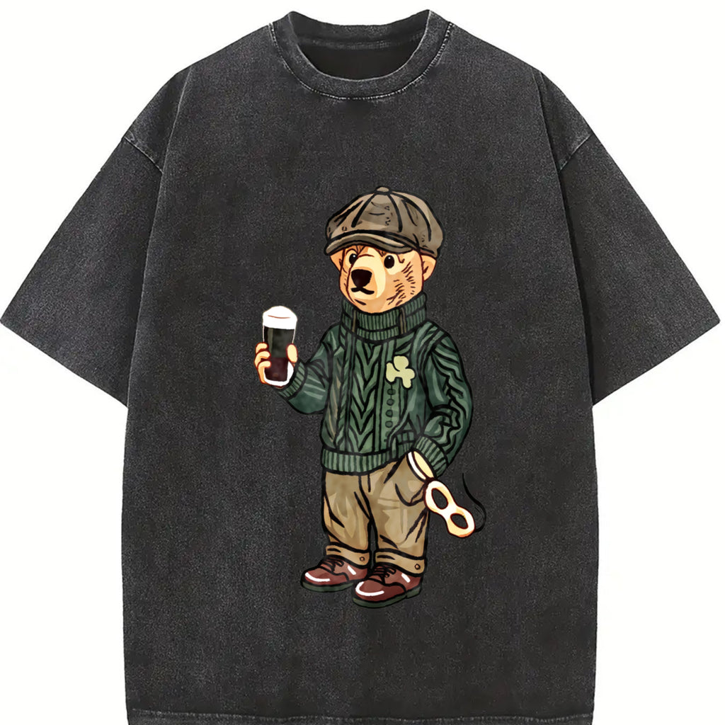 Y2K St Patricks Day Bear Top, Retro Irish 90s Baby Tee, Womens St Pattys Day Shirt, Lucky Girl Irish Shirt, Shamrock Bar Crawl Shirts